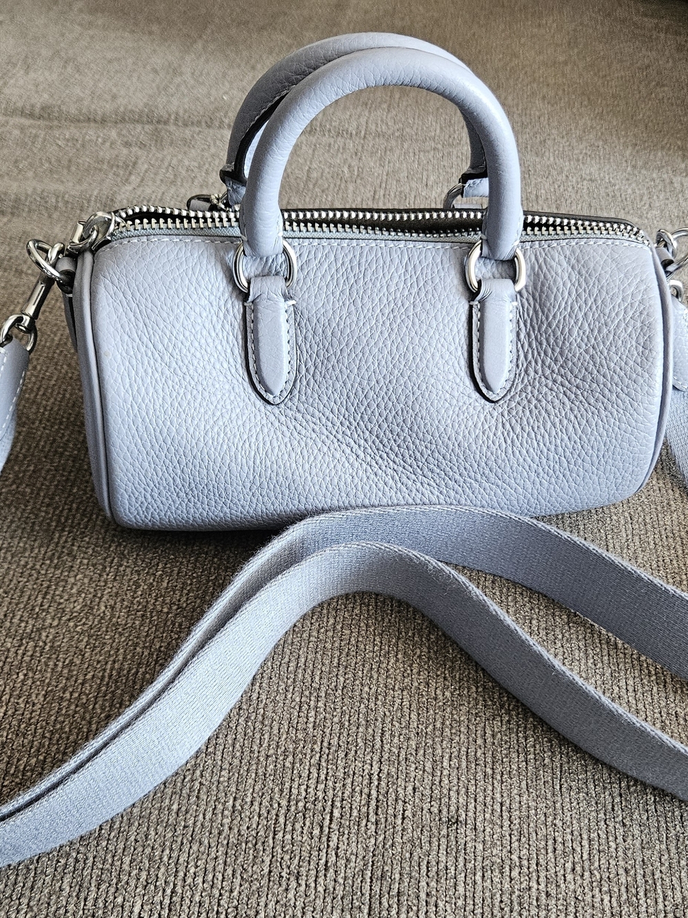 Coach Mini Bennett Satchel Purse Tote Bag Periwinkle Blue Pebbled Leather RARE - Picture 6 of 13